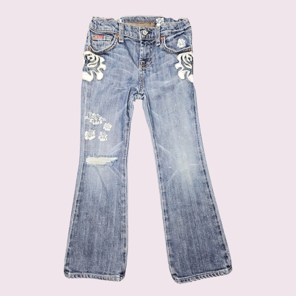 7 For All Mankind Other - 7 For All Mankind Girls Blue Jeans Flare Rose Details Size 6